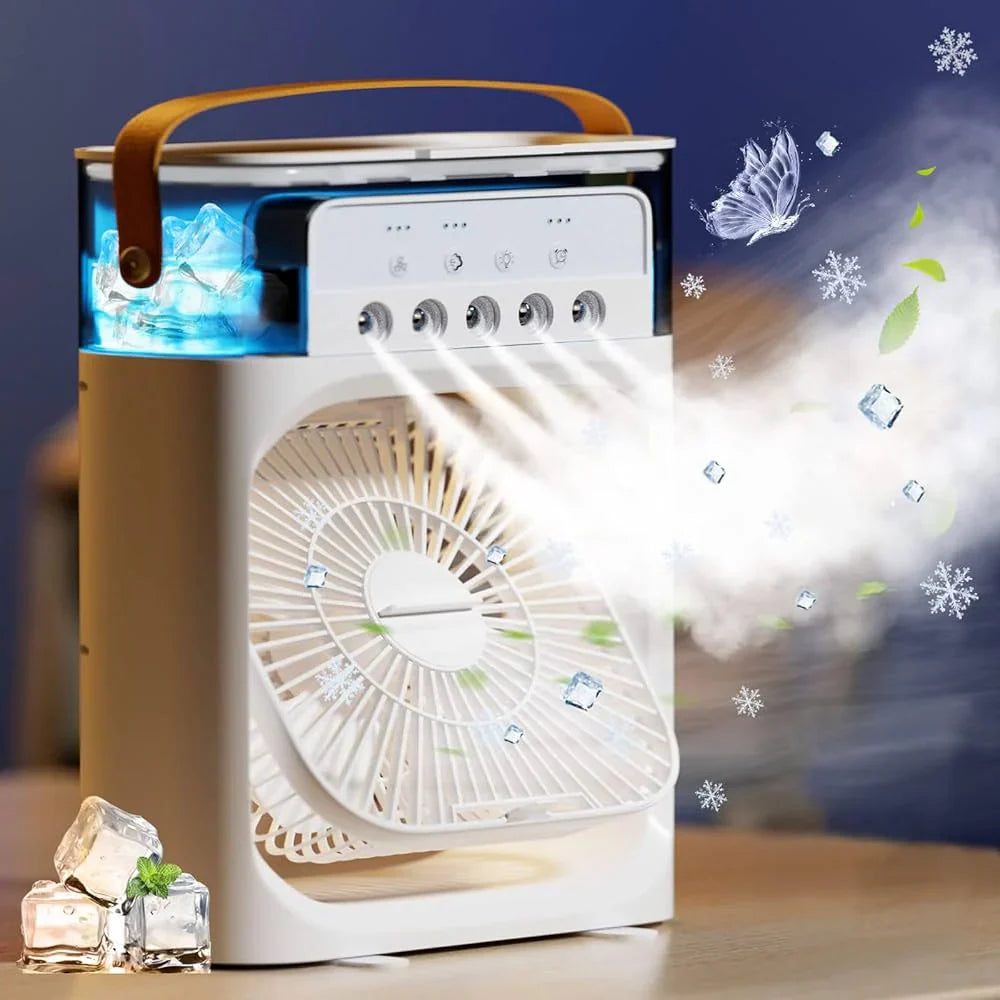 Portable Air Conditioner Fan: Usb Electric Fan With Led Night Light, Fine Mist Water, And Humidifier Function | Led Night Light Water Mist (random Color)