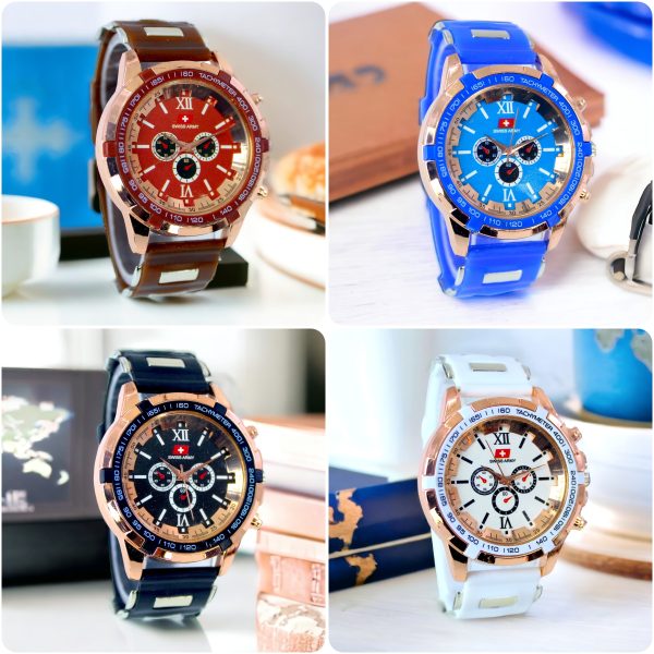 (Without Box ) Latest Design Sports Rubber Straps Analog For Men And Boys