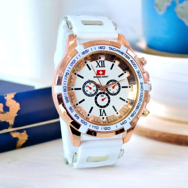 (Without Box ) Latest Design Sports Rubber Straps Analog For Men And Boys